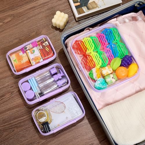 4 pcs Clear Zipper Pouches, Hard Shell Zipper Case, Toiletry Bag - Image 6