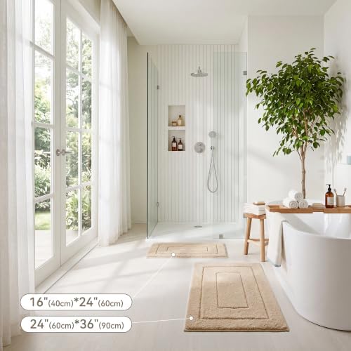 GRANNY SAYS Khaki Bathroom Rug 24" x 36", Non-Slip Microfiber Bath Mat - Image 6