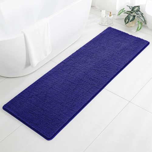Chenille Bathroom Runner Rug 24"x72" Royal Blue, Plush Bath Mat by Kildoss