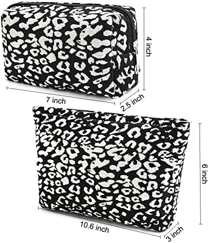 SOIDRAM 2 Pieces Leopard Print Makeup Bag Large Cosmetic Bag Capacity Canvas - Image 3