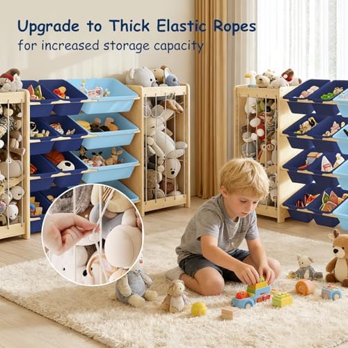 EXPERLAM Large Toy Storage Organizer, Wooden Stuffed Animal Storage & 12-Bins - Image 5