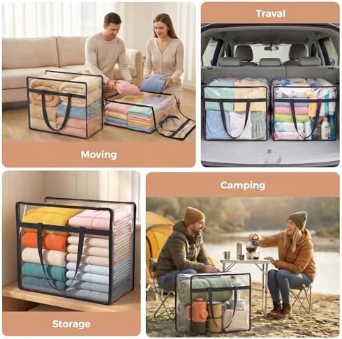 4 Pack Clear Storage Bags for Clothes, 45L Closet Organizers and Storage - Image 6