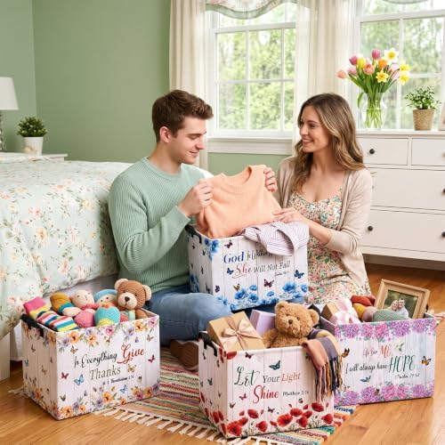 4 Pcs Christian Floral Storage Basket - Image 5