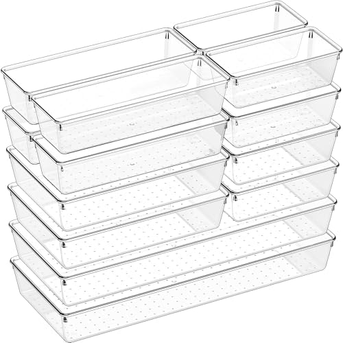 Criusia 14 PCS Clear Plastic Drawer Organizer Set by Criusia