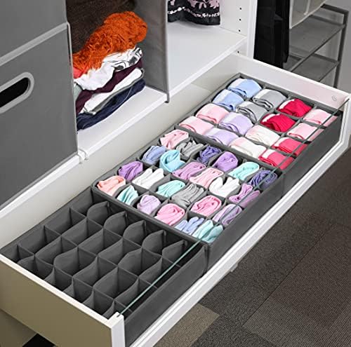 Simple Houseware Sock Drawer Organizer, 3 Pack, Dark Gray - Image 4
