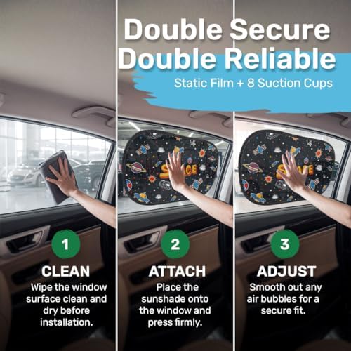 GENANY Astronaut Car Side Window Sun Shades 2 Piece 21 x 14 Inch - Image 5