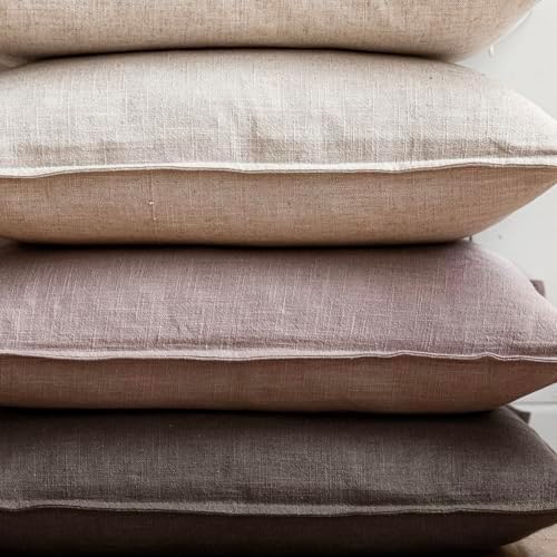 Foindtower Linen Solid Decorative Throw Pillow Covers 18x18 Inch Dusty Pink - Image 5