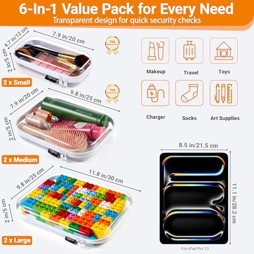 YQBRAO Clear Hard Shell Zipper Cases, Diaper Bag Organizer Pouches - Image 4