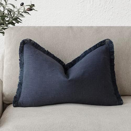 Foindtower Decorative Linen Fringe Lumbar Throw Pillow Covers Cozy Boho by Foindtower