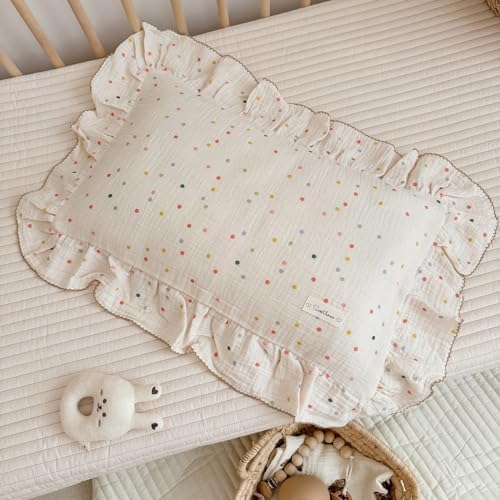 BuLuTu Muslin Toddler Pillowcase, Colorful Dots Print, 1 Pack by BuLuTu