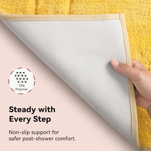 GRANNY SAYS Yellow Bathroom Runner Rug 59" x 24", Soft Microfiber Bath Mat - Image 4