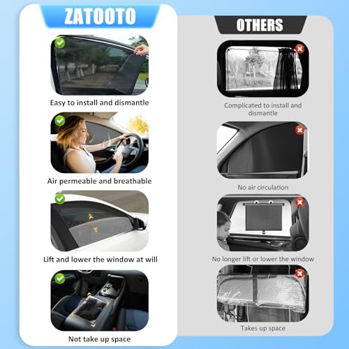ZATOOTO Car Window Shades Magnetic Mesh Sun Shade - Image 5