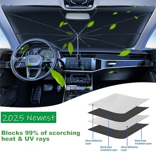 Windshield Sun Shade 2025 Car Accessories 100% Blackout Car Front Windsow - Image 6