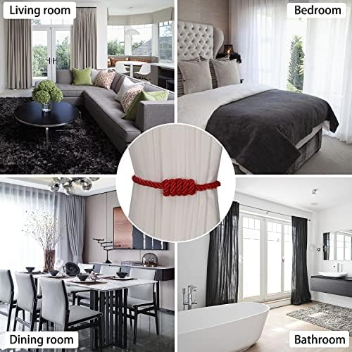BEL AVENIR Magnetic Curtain Tiebacks 4 Pack Hand-Woven Curtain Ties - Image 5