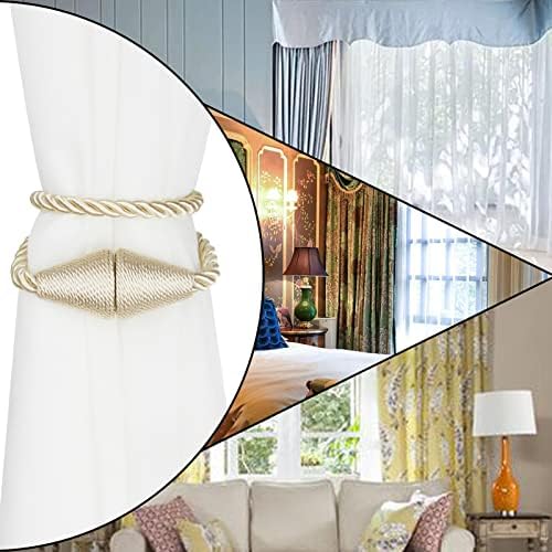2 Pack Magnetic Curtain Tiebacks Rope Modern Handmade Curtain Tie Backs - Image 6