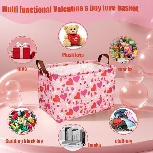 Valentine's Day Basket Gift for Empty Cute Heart Large Storage Bin for Kid and - Image 6