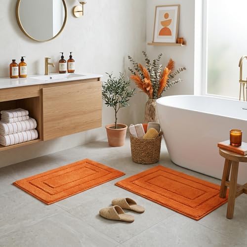 GRANNY SAYS Orange Bathroom Rugs Set 2 Piece, Soft Microfiber Bath Mats by GRANNYSAYS
