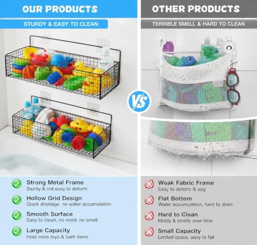 2 Pack Bath Toy Storage Organizer, Large Rustproof Metal Mesh Baskets - Image 4