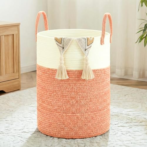 Laundry Basket, Woven Cotton Rope Laundry Hamper, 100L by Artfeel
