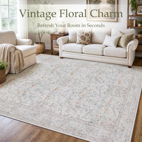 JOLLYVOGUE 3x5 Washable Rug, Vintage Floral Area Rug - Image 2