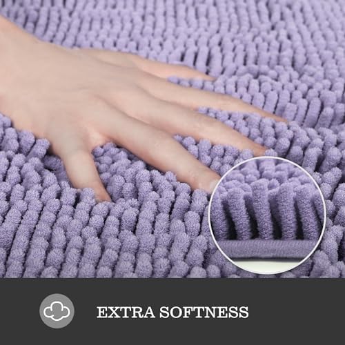 Yeaban Chenille Lavender Bathroom Rug 40"x60", Non-Slip Rubber Backing - Image 2