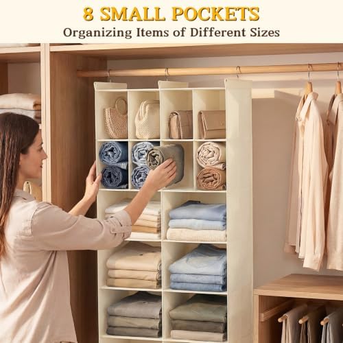 6 Tier Hanging Closet Organizer, 16 Compartments Dual Row Storage - Image 5