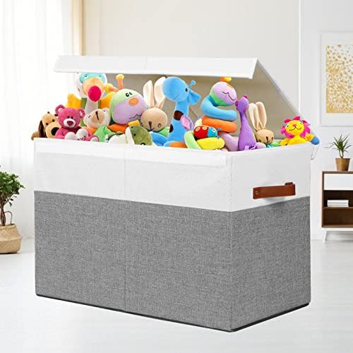 Large Toy Storage Box with Lid, Toy Chest Bin Boxes Basket with Dividers - Image 2