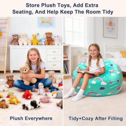 Lukeight Stuffed Animals Storage Bean Bag Chair Cover - Image 3