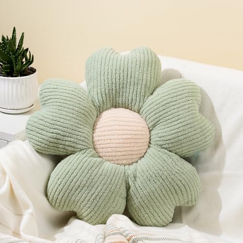 Sioloc Flower Shaped Throw Pillow, Fun Daisy Pillow, 25.6" Large Green Cute by HEALTHYCOMFORTLIFE
