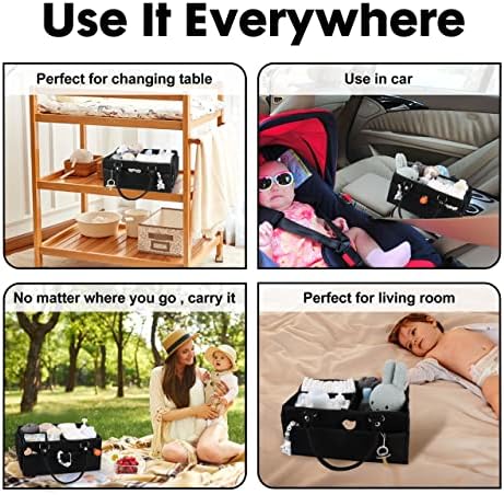 XUANGUO Large Baby Diaper Caddy Organizer, Felt Basket - Image 6