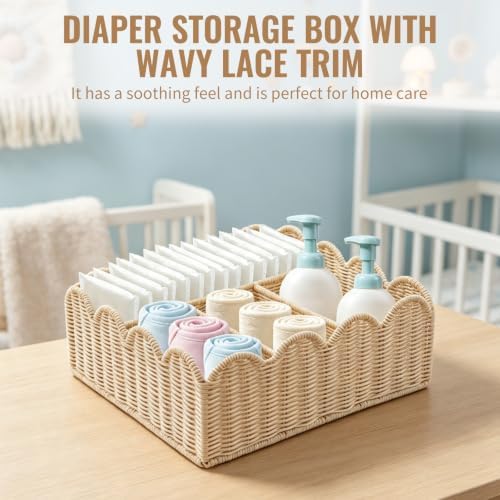 Diaper Caddy Organizer, Scalloped Changing Table Organizer - Image 6