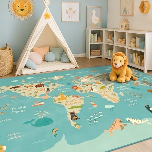 Hazo Haus Washable Kids Playroom Rug – 5x7 Play Rug by HazoHaus