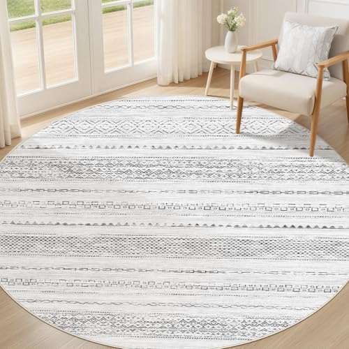 Nakagishi Area Rug Living Room Rugs: 4X4 Machine Washable Boho Large Neutral by NakagishiAreaRug