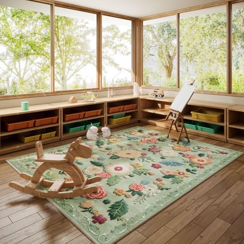 6x9 Area Rugs for Living Room: Washable Bedroom Rug Non Slip Low Pile Soft Faux - Image 6