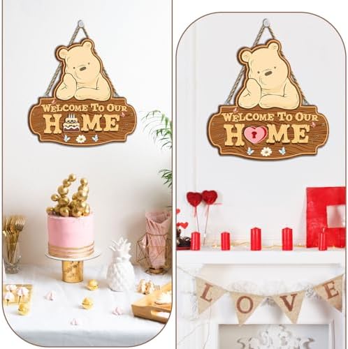 Winnie Welcome Sign for Door Decor, the Pooh Welcome to Our Home Sign - Image 6