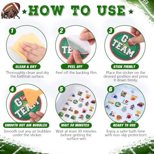 Fullhawl 30 Pcs Football Non Slip Shower Stickers, Sports Bathtub Safety - Image 3