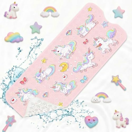 Bathtub Shower Mat 40X16 Inch, for Toddler, Kawaii Retro by Culudea