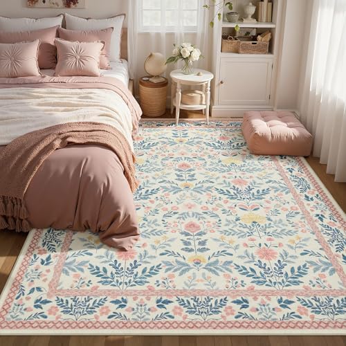 Joydeco Boho Floral Light Pink 6x9 Area Rugs - Image 2
