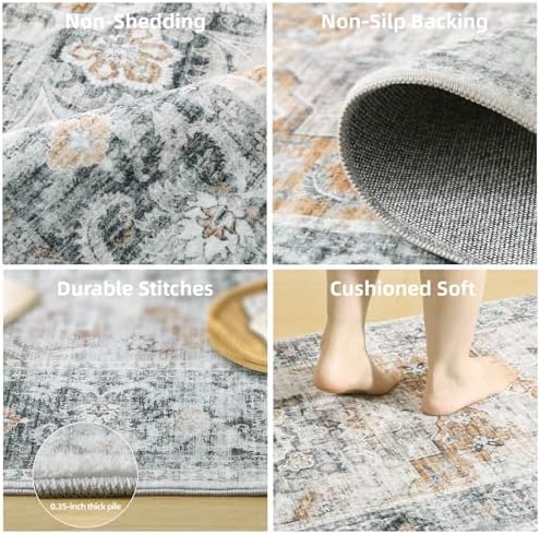 3x5 Washable Area Rug for Bedroom: Entryway Rug Non Slip Small Throw Carpet - Image 4