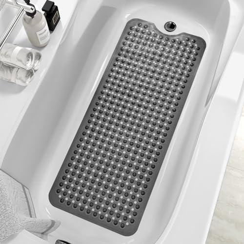 MOONFLY Shower and Bathtub Mat, 40x16 Inches, Translucent Black by MOONFLY