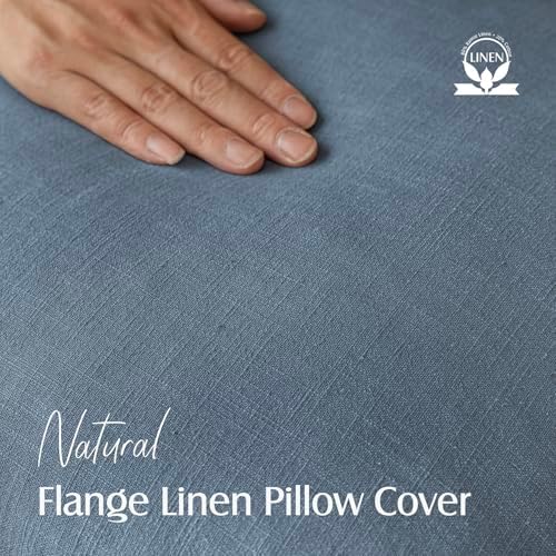 Foindtower Linen Solid Decorative Throw Pillow Covers 18x18 Inch Misty Blue - Image 2