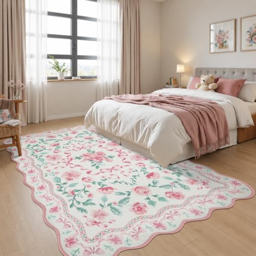 Rugalia Bow Floral Washable 5x7 Rug - Image 6