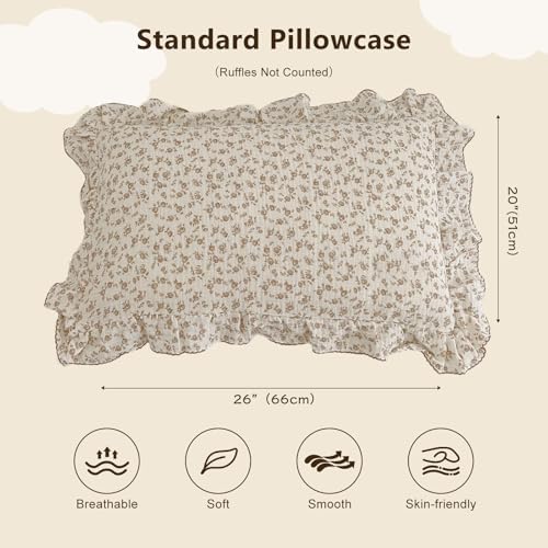 BuLuTu Muslin Cotton Kids Pillowcase Standard, Camellia Flowers - Image 2
