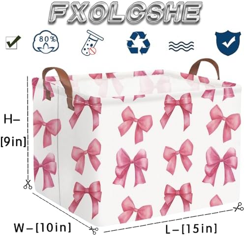 Rectangular Pink Girls basket, Delicate pink bow girls nursery laundry basket - Image 7
