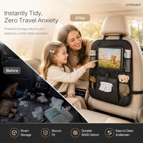 Car Backseat Organizer with 12 Storage Pockets, Waterproof Kick Mats Seat - Image 4