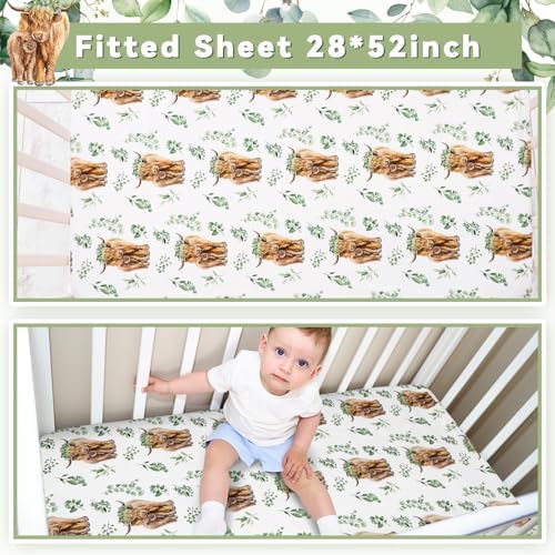 HunnmingRe Highland Cow Baby Crib Bedding Set - Image 4