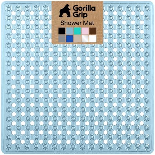 GORILLA GRIP Square Shower Stall Mat, Bathtub Floor Mat, 21x21 Blue by GorillaGrip