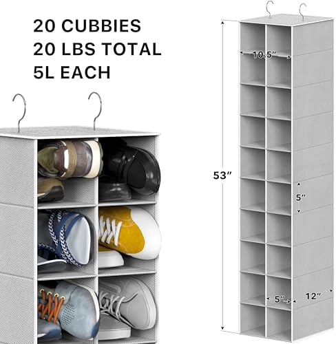 Simple Houseware 20 Section Shelves Hanging Shoes Organizer - Image 3