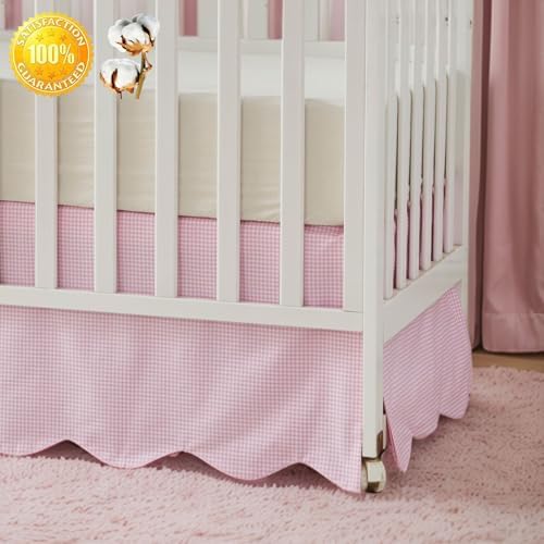 Brandream Scallop Edge Cotton Crib Skirt, Baby Boy Girl Gender Neutral Crib - Image 5
