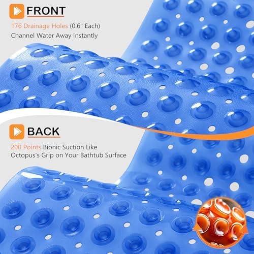 Yimobra Non Slip Bath Mat for Tub 40x16, Extra Long Bath Tub Mat - Image 3